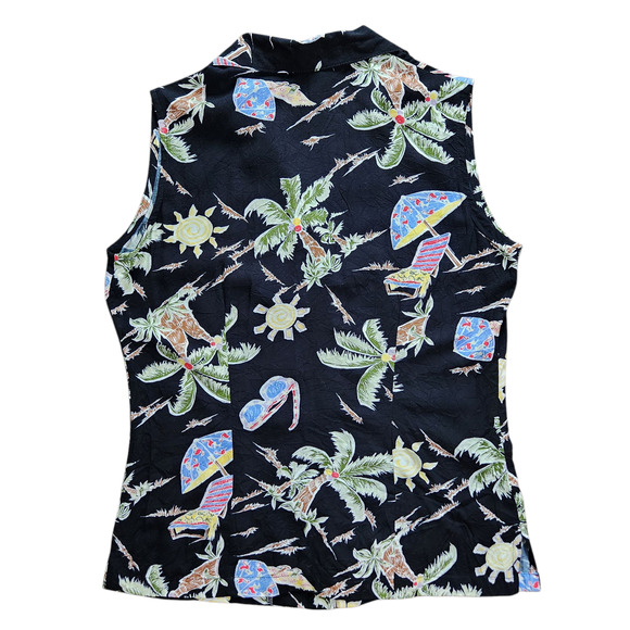 Too Hot Sunwear sleeveless top VINTAGE Hawaiian print size S - Picture 3 of 9